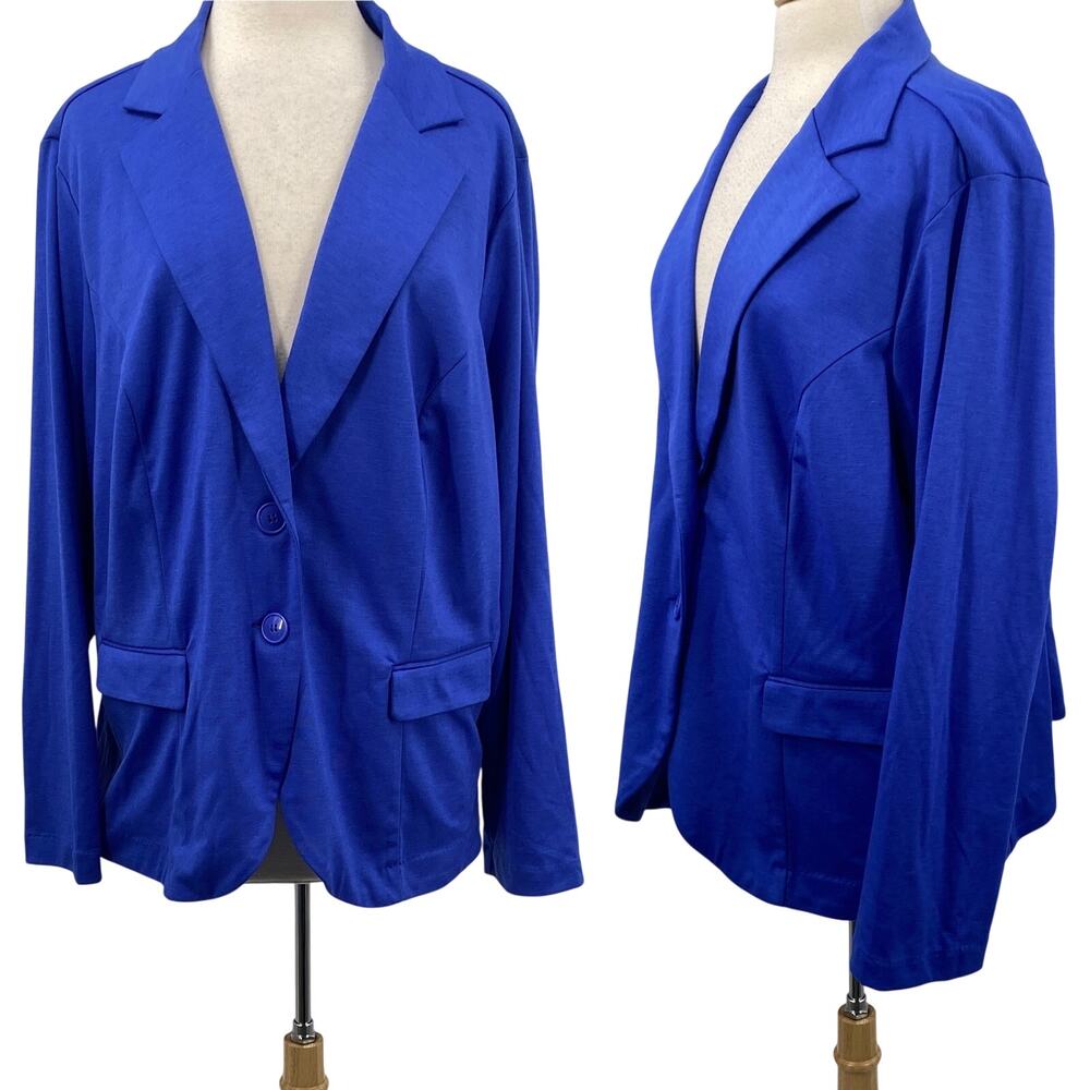 Torrid Knit Blazer Jacket Button Front Cobalt Blue Womens Plus Size 4X